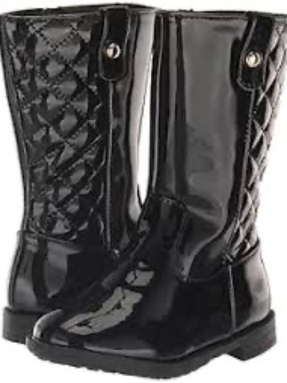 Gymboree Girls Black Patent Quilted Riding Boots Size 6